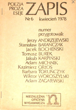 ZAPIS magazine side cover Issue 6 April 1978