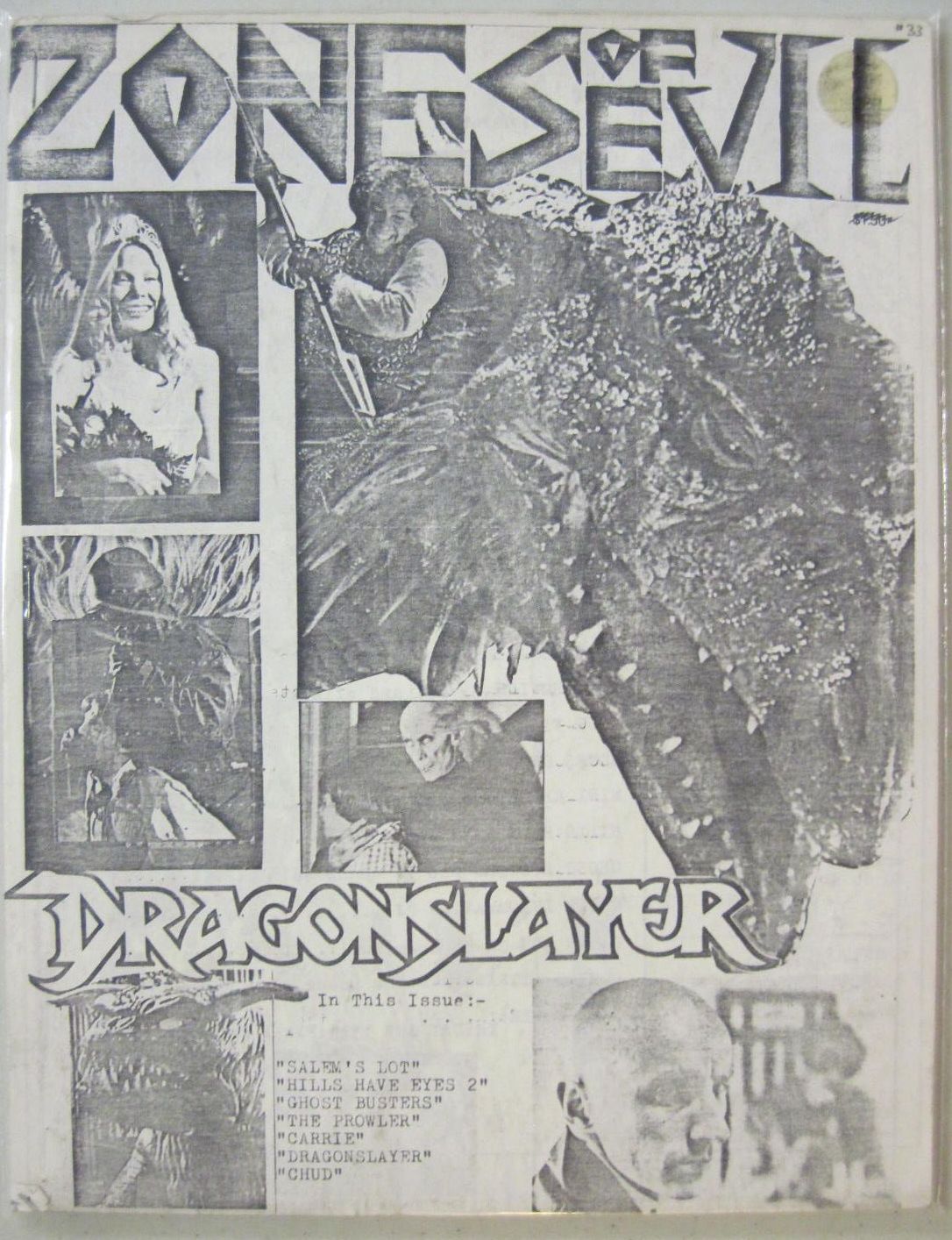 ZONES OF EVIL magazine side cover Issue 33 October 1984