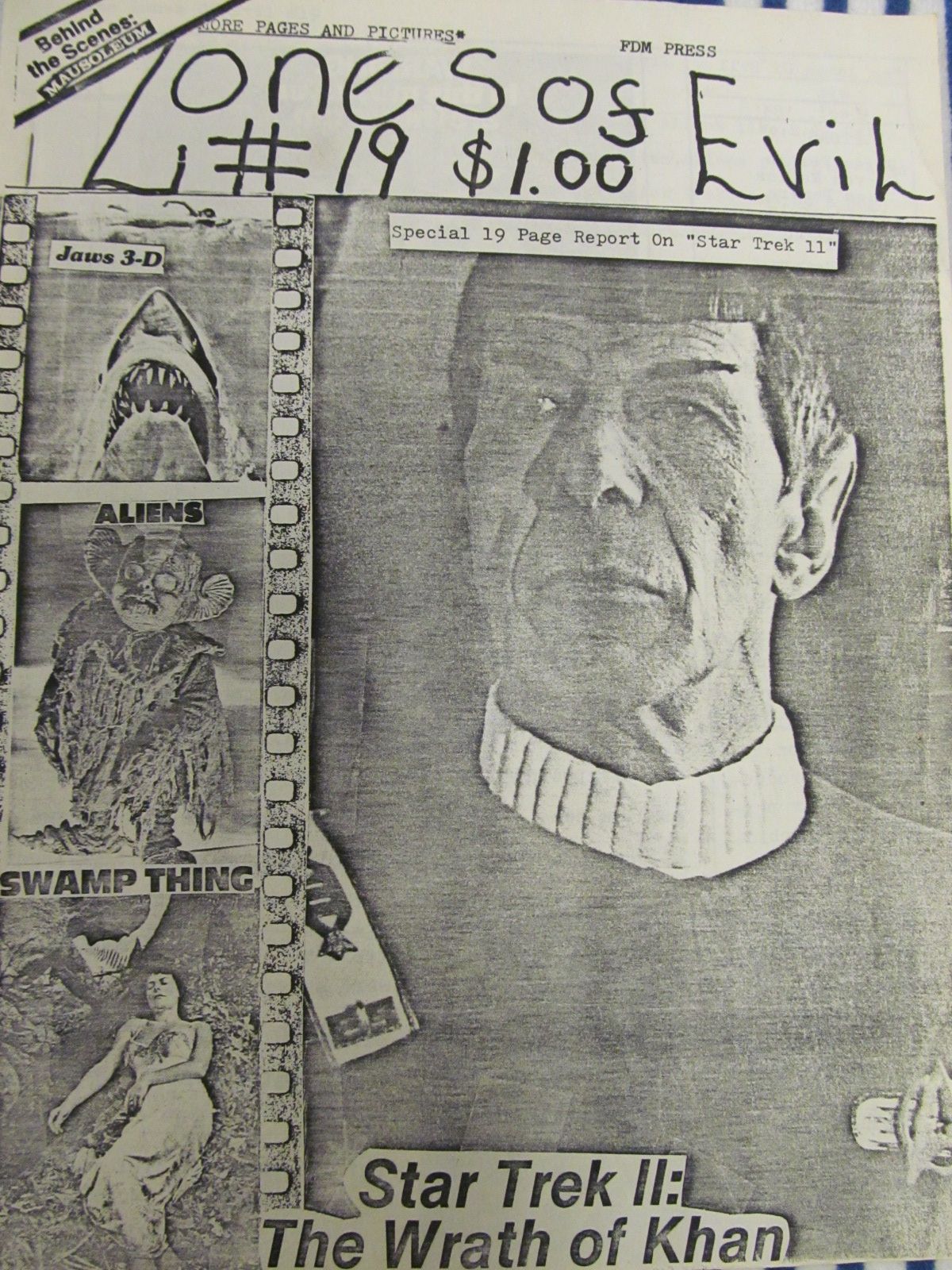 ZONES OF EVIL magazine side cover Issue 19  December 1983