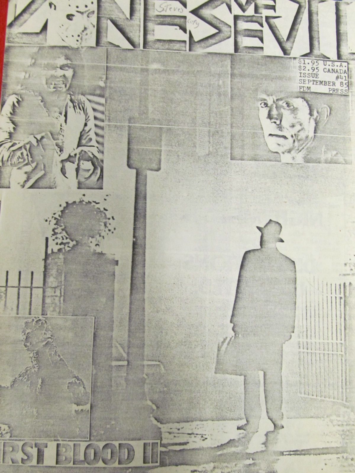 ZONES OF EVIL magazine side cover Issue 41  September 1985