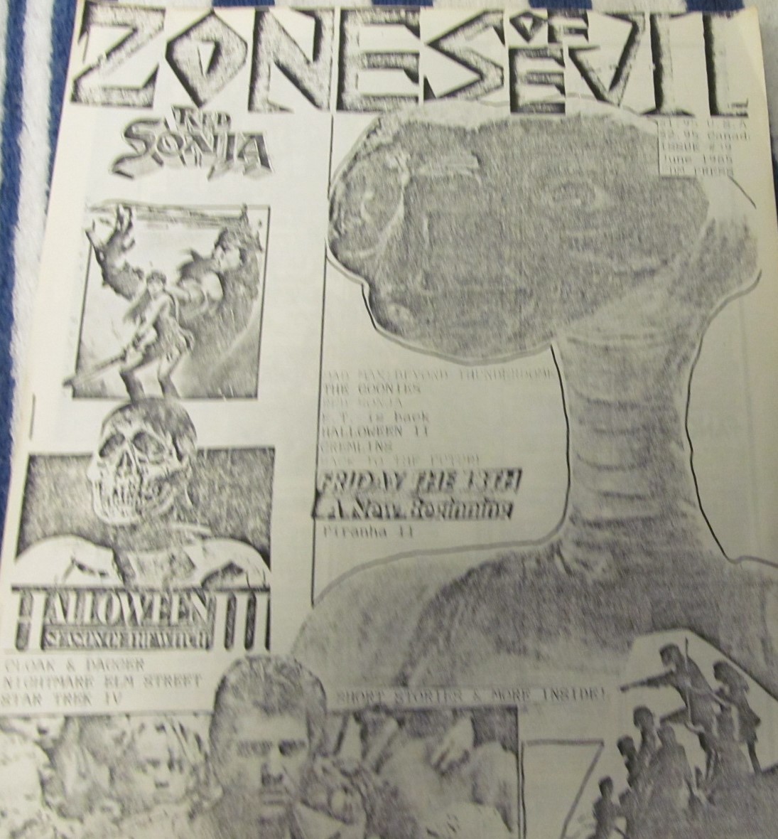 ZONES OF EVIL magazine side cover Issue 39  June 1985
